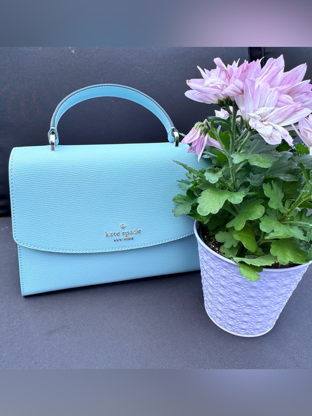 kate spade light blue leather top-handle satchel